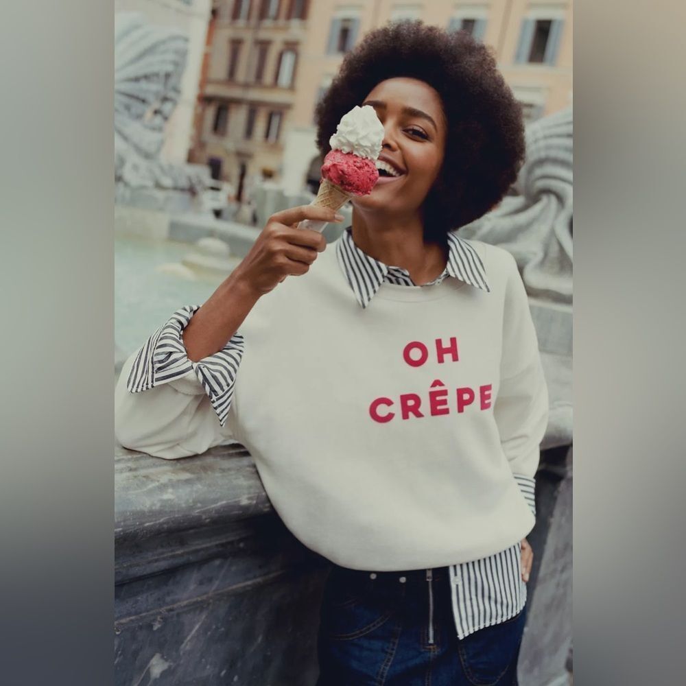 New Anthropologie Maeve x Jordan Nickson Oh Crepe Sweatshirt Size XS